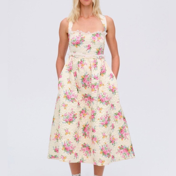 For Love And Lemons Dresses & Skirts - $279 NWOT Cream For Love And Lemons “Amandine” Floral Midi Dress Sz Small